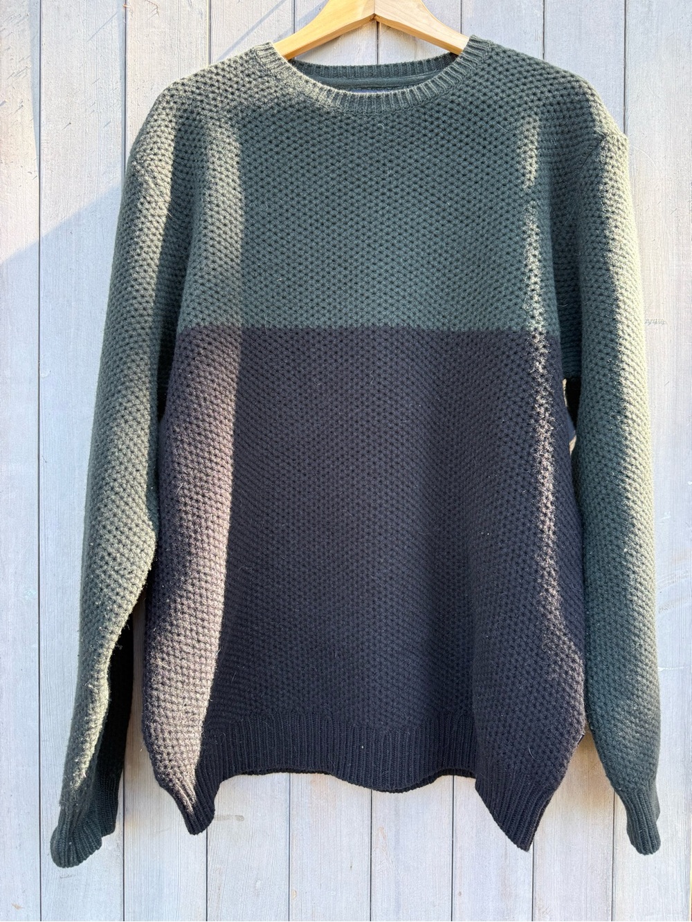 BARBOUR Size M Green Black Wool Crew-Neck Sweater sz XL